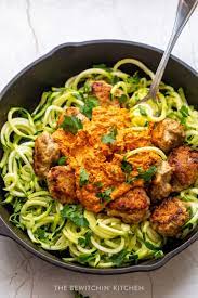 259 466 просмотров 259 тыс. Romesco Chicken Meatballs With Zucchini Noodles The Bewitchin Kitchen