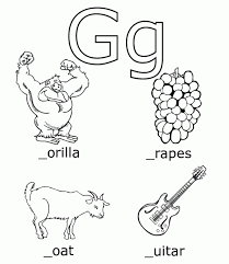 Vector illustration of alphabet letter g and pictures. Letter G Words Preschool Teaching Treasure