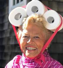 Joan Hildreth of Montauk, NY, at home for 26 days so far during the  pandemic, came up with a creative Easter bonnet.