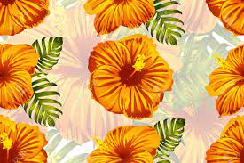 Mønster tropical blom blome blomst blomster hawaiisk skjorte sommer abstraksjon abstrakt avskjed hei bakgrunn strand blå blåfarge dyktig intelligent livlig lys bekledning fargerik couture kjole kle klær påkledning endless exotic tekstil mote floral hawaii hibiscus illustrasjon øy blad løv paradis plante. Tropical Pattern Orange Green Exotic Summer Flower Vector Background Royalty Free Cliparts Vectors And Stock Illustration Image 126976961