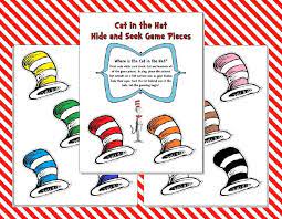 Cat In The Hat Hide And Seek Game Printable Dr Seuss Preschool Dr Seuss Preschool Activities Dr Seuss Activities