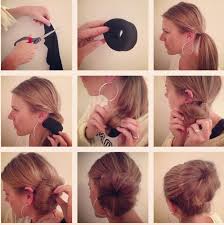 To make a hair bungee, slip two bobby pins onto a hair elastic. Easy Step By Step Hair Buns Style Flowerfairy5