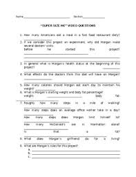 It answers the question very practically, what. Super Size Me Video Questions By Brook Carlsen Tpt
