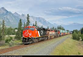 Cn 2819 Canadian National Railway Ge Es44ac At Jasper Alberta Canada By Tim Stevens Canadian National Railway Train Pictures Train
