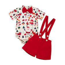 Premium brands · free store pickup · everyday low prices Calsunbaby Newborn Baby Boy Christmas Outfit Clothes Romper Bodysuit Bib Shorts Xmas 2pcs Walmart Com Walmart Com