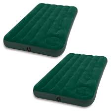Intex Inflatable Downy Outdoor Camping Air Mattress W Foot Pump Twin 2 Pack Walmart Com Air Mattress Camping Air Mattress Twin Air Mattress