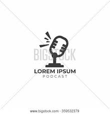 Simple flat podcast recording, podcasting icon or symbol with microphone. Minimal Podcast Logo Vector Photo Free Trial Bigstock