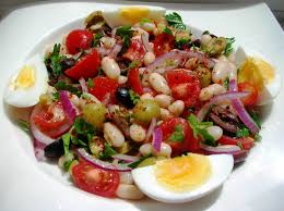 Fasulye Piyazi Turkish Bean Salad With Vegetables Ozlem S Turkish Table Turkish Recipes Stuffed Peppers Bean Salad