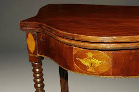 The desk is profusely painted all over with classical figures. Antique Sheraton Style Game Table
