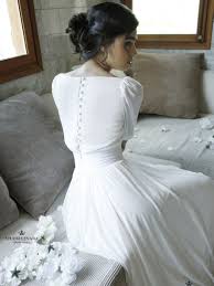 Timeless Plain Chiffon Modest Wedding Gown With 3 4 Long Sleeves By Studio Levana In 2020 Modest Wedding Gowns Modest Wedding Dresses Couture Wedding Gowns