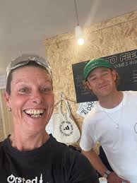 Connor and Mr Volk repping troop 77 at the Running of the Wolves 5k