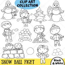 Maple leaves clip art at clker com vector clip art online royalty. Snowball Fight Winter Clip Art Black And White Only By Keepinitkawaii