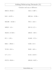adding and subtracting decimals with up to three places before and after the decimal a