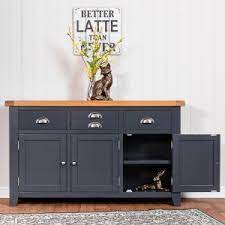 Pin By Mia Willemse On Sideboard Blue Painted Furniture Large Sideboard Painted Oak Table