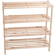 Lavish Home 4 Tier 12 Pair Blonde Wood Shoe Organizer 83 10 4 The Home Depot Wood Shoe Rack Lavish Home Shoe Storage Rack