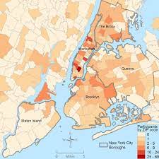 New York City Area Code Map Project 18 Participants By Residential Zip Code New York City Download Scientific Diagram