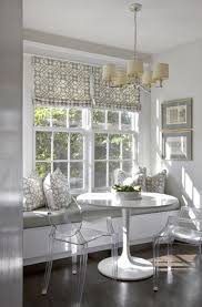 Gray Breakfast Nook White Trim Lucite Chairs Built In Bench Dining Nook Interior Design Kitchen Home