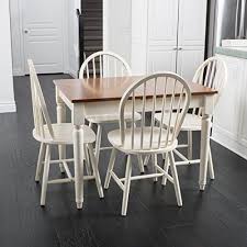 Wood Dining Set With Dark Oak Table Top And Antique White Chairs Table Base Sturdy Wood Materials Constructi Solid Wood Dining Set Dining Room Bar Dining Set