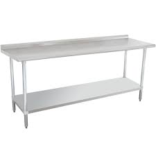 Advance Tabco Flag 247 X 24 X 84 16 Gauge Stainless Steel Work Table With 1 1 2 Backsplash And Galvanized Undershelf Stainless Steel Work Table Kitchen Wall Storage Backsplash