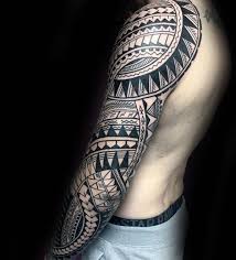 Black Ink Pattern Polynesian Tribal Mens Sleeve Tattoos Tribal Tattoos Tribal Tattoos For Men Tattoo Designs Men
