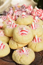 thumbprint cookies with candy cane