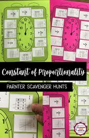 Constant Of Proportionality Partner Scavenger Hunts Scavenger Hunt Seventh Grade Math Proportional Relationships