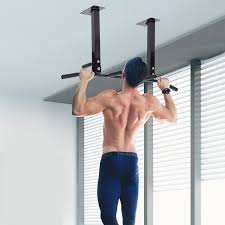 The chrome upright tube is 48 long with its top reaching. Ceiling Wall Mounted Pull Up Bar Home Gym Chin Up Bar Black Walmart Canada