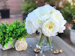 Cream peonies in footed waterlike. Enova Home Artificial Peony And Hydrangea Mixed Faux Flower Arrangement With Clear Glass Vase Walmart Com Walmart Com