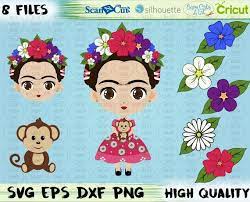 Frida Kahlo Svg Eps Png Frida Kahlo Digital Frida Kahlo Face Frida Kahlo Printable Download Mexican Crafts Frida Kahlo Crafts