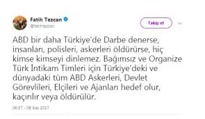 Atatürk'e hakaret ve çeşitli söylemlerinden dolayı sık sık gündeme gelen fatih tezcan'ın kısaca. The Arrested Lawyers On Twitter Erdogan S Mouthpiece Fatih Tezcan Explicitly Threatens Whoever He Wants With To Be Abducted And Killed And He Has Verified Account Twitter Twittersupport Fbiwfo Https T Co 71tqdkxatc