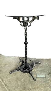 Piston End Table Pub Table Engine Table Metal End Table Round Glass Table Industrial Steampunk Car Part Furniture Frost Auto Decor In 2020 Metal End Tables Round Glass Table Engine Table
