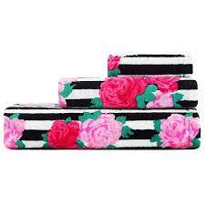 Betsey johnson patent pu floral pattern crossbody shoulder bag. Betsey Johnson Flower Stripe 3 Piece Bath Towel Set Bed Bath Beyond