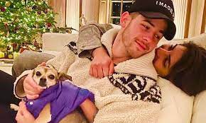 Priyanka Chopra Wraps Her Arms Around Husband Nick Jonas As They Cozy Up By Their Christmas Tree Daily Mail Online
