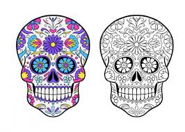 Click the image below to open the larger printable version! Sugar Skull Coloring Book Page With Coloring Example Halloween 449616296 Larastock