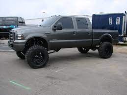 Ford Truck World Charcoal Gray With Black Wheels Super Duty Ford Trucks Trucks Lifted Diesel Diesel Trucks