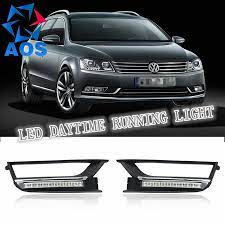 2pcs Set Led Car Drl Waterproof Drl Daytime Running Lights Fog Lamp For Vw Passat B7 2012 2013 2014 Running Lights Vw Passat Car