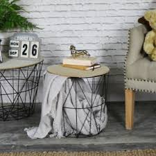 A wide variety of end tables storage options are available to you, such as general use, design style, and feature. Black Metal Wire Basket Wooden Top Side Table Storage Loft Living Home Furniture Ebay