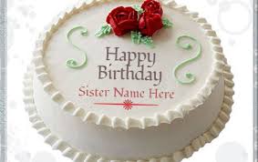Happy Birthday Cake For Sister With Name And Photo Write Name On Happy Birthday Cake For Sister Happy Birthday Cakes Happy Birthday Wishes Cake Birthday Cake Writing