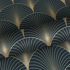 Du bleu foncé rayé d'or pour ce papier peint ferm living lines hyper élégant. Papier Peint Art Deco Bleu Fonce Et Or Papier Peint Intisse Papier Peint Estahome