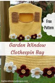 Garden Window Clothespin Bag Highland Hickory Designs Free Pattern Clothespin Bag Crochet Shell Stitch Crochet
