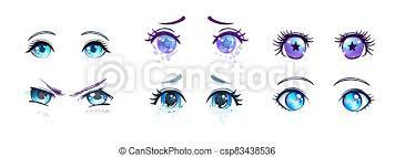 Check spelling or type a new query. Colorful Beautiful Eyes In Anime Manga Style With Shiny Light Reflections Bright Vector Illustration Isolated Emotions Canstock