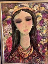 Ho Thanh Duc (vietnamese American B. 1940) Large Oil On Canvas Beautiful  Young Woman Large Painting