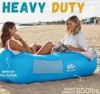 Angel Sar Light Blue Lightweight Portable Camping Inflatable Lounger Air  Sofa Chair for Hiking, Picnics and Backyard MMQF0399