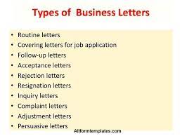 The different types of letters. 20 Types Of Business Letters Pdf