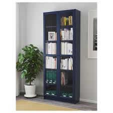 Billy Bookcase With Glass Doors Dark Blue 31 1 2x11 3 4x79 1 2 Ikea Bookcase With Glass Doors Billy Bookcase With Doors Billy Bookcase