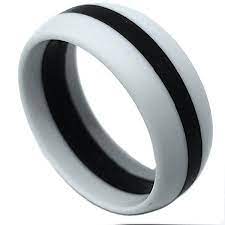 Sar Safe Active Rings 8mm Men Or Ladies Flexible Gray Silicon With Black Stripe Rubber Wedding Band Ring Rubber Wedding Band Wedding Ring Bands Mens Wedding Rings