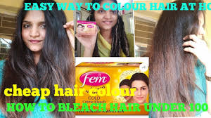 Bleach hair with honey and vinegar How To Colour Your Hair At Home Rs 70 Easy Step By Step Hair Bleach Fem Bleach For Hair Colour Youtube