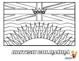 The united kingdom flag with a golden crown in its center appears on the top half of the sticker, and a rising, yellow sun in front of wavy, blue lines on a white background appears. Striking Flag Printables Of Canada Alberta Yukon Free