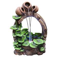 Alpine Corporation 22 Cascading Jars Fountain With Led Lights Multi Color Tabletop Fountain Water Fountain Design Indoor Water Fountains