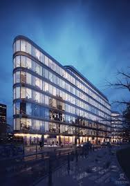 Office Building In The Evening Architecture Visualization 3d Architectural Visualization Architecture Rendering